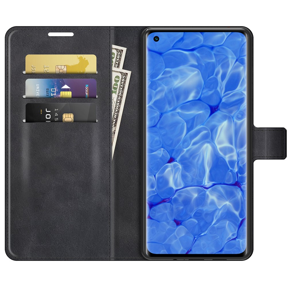 Magnetic Square Clasp Leather Wallet Stand Phone Case for Oppo Reno6 Pro+ 5G - Black-10