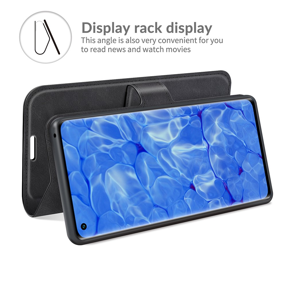 Magnetic Square Clasp Leather Wallet Stand Phone Case for Oppo Reno6 Pro+ 5G/Pro 5G (Snapdragon) - Black-3