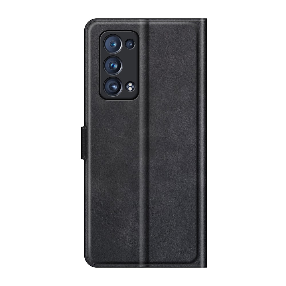 Magnetic Square Clasp Leather Wallet Stand Phone Case for Oppo Reno6 Pro+ 5G - Black-9