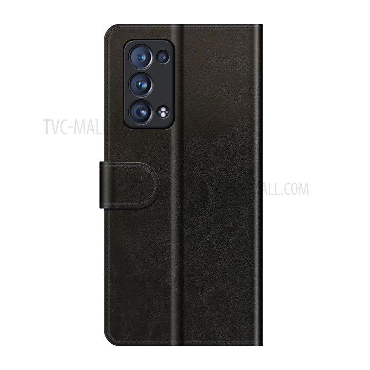 Crazy Horse Texture Soft Leather Wallet Stand Design Protective Case for Oppo Reno6 Pro+ 5G - Black-3