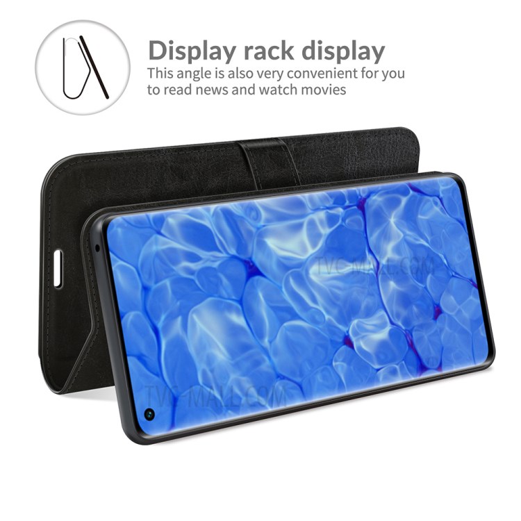 Crazy Horse Texture Soft Leather Wallet Stand Design Protective Case for Oppo Reno6 Pro+ 5G - Black-6