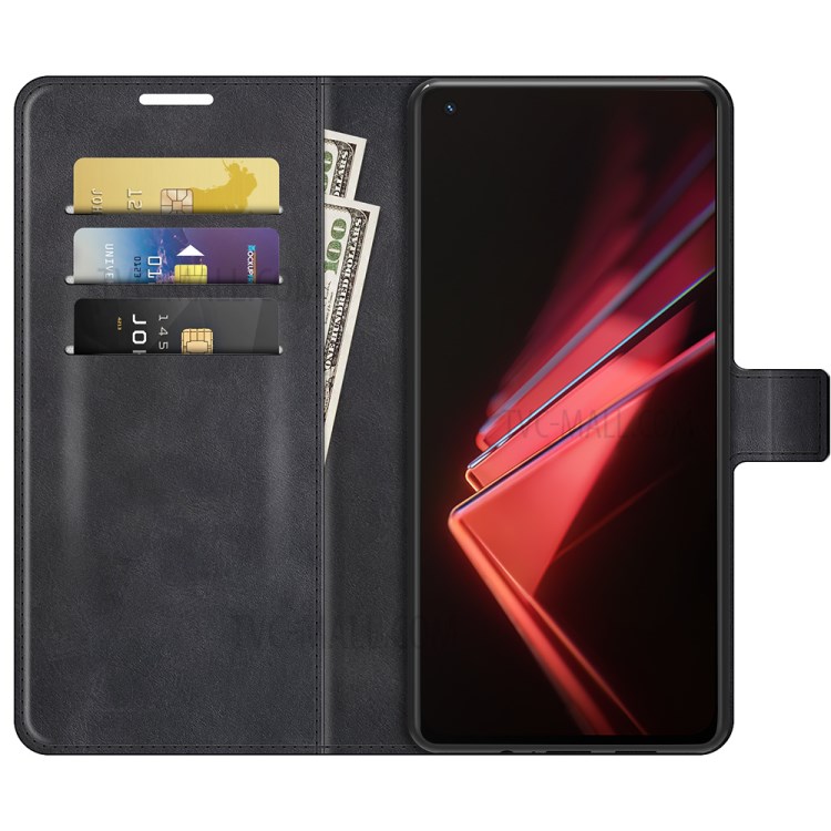 Leather Stand Wallet Case Magnetic Square Clasp Phone Cover Shell for Oppo K9 - Black-10