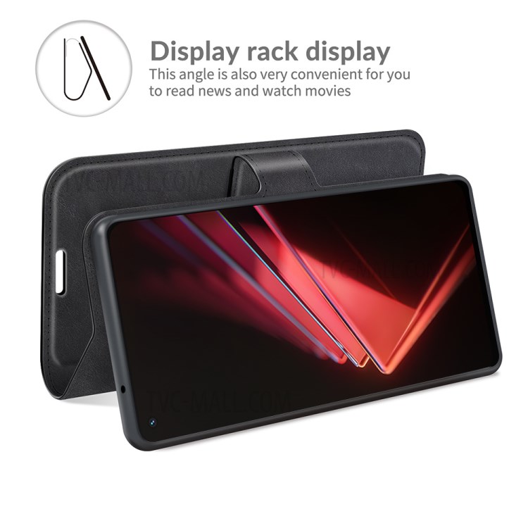 Leather Stand Wallet Case Magnetic Square Clasp Phone Cover Shell for Oppo K9 - Black-3
