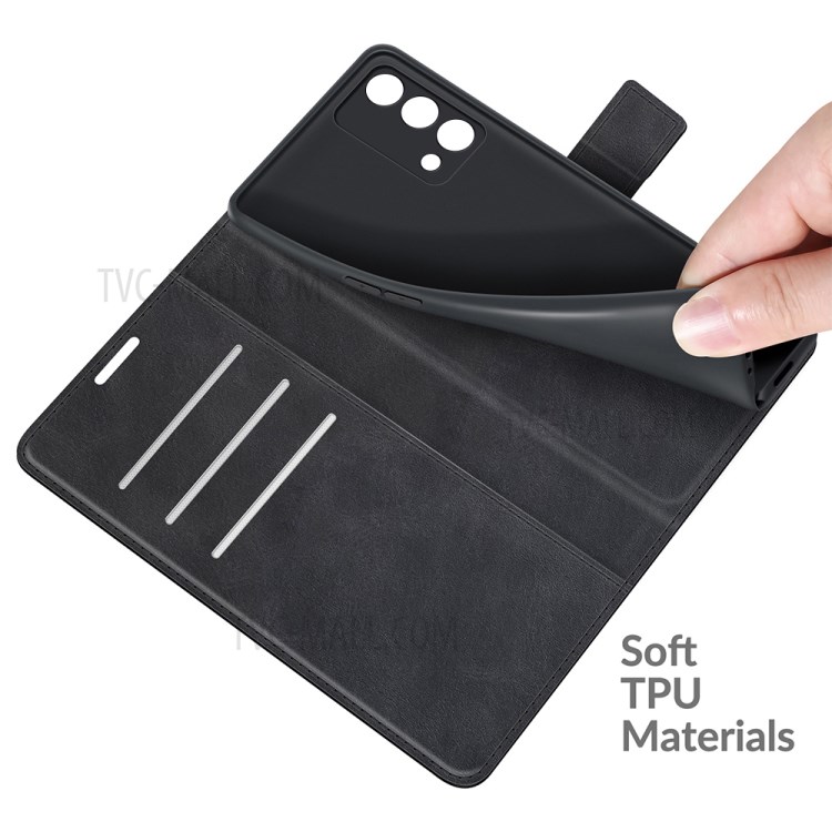 Leather Stand Wallet Case Magnetic Square Clasp Phone Cover Shell for Oppo K9 - Black-4