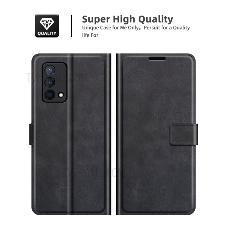 Leather Stand Wallet Case Magnetic Square Clasp Phone Cover Shell for Oppo K9 - Black-7