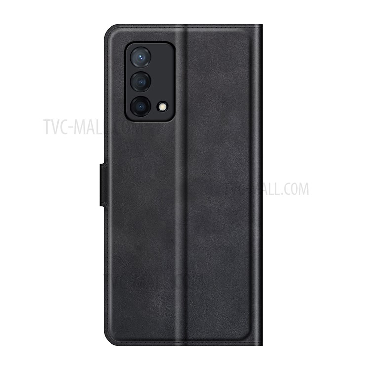 Leather Stand Wallet Case Magnetic Square Clasp Phone Cover Shell for Oppo K9 - Black-9
