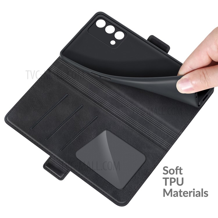 Magnetic Double Clasp Wallet Stand Leather Case Cover for Oppo K9 - Black-7