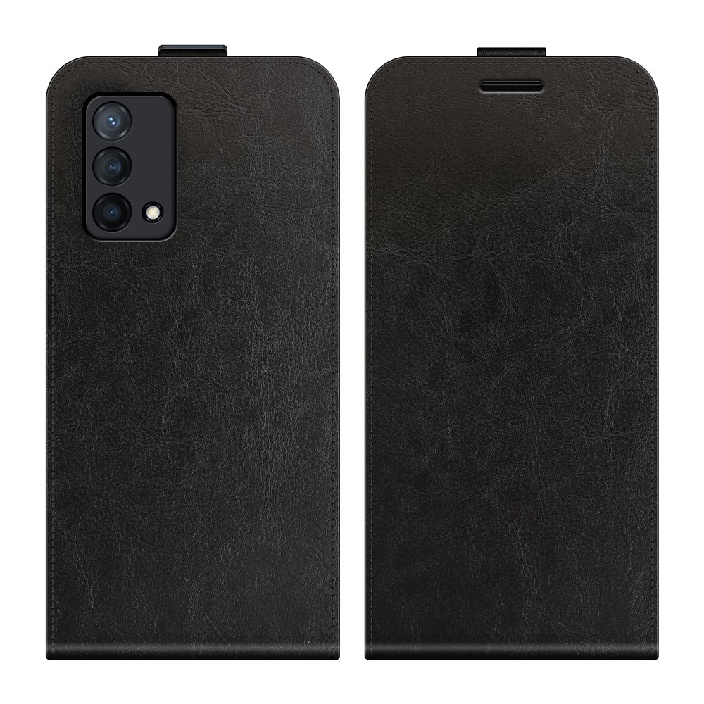 Crazy Horse Vertical Flip Leather Case with One Card Holder for Oppo K9 - Black-1