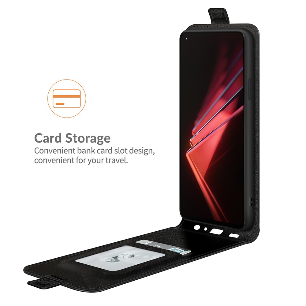 Crazy Horse Vertical Flip Leather Case with One Card Holder for Oppo K9 - Black-5