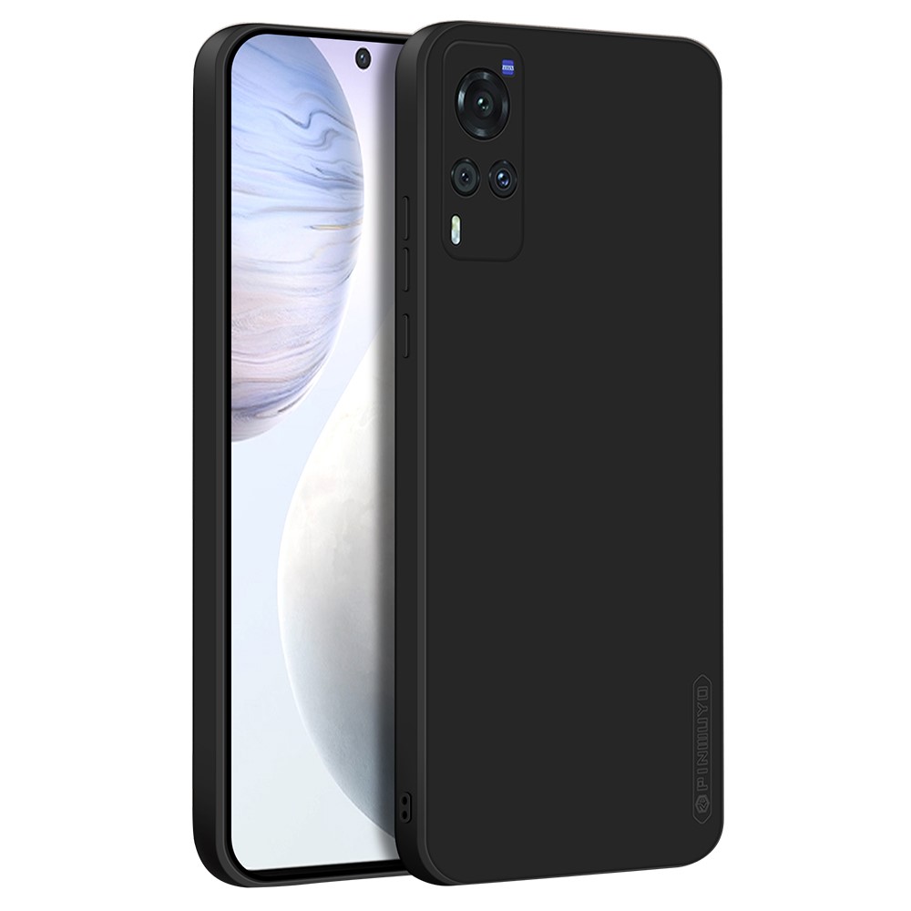 PINWUYO Well-protected Soft TPU Silicone Hybrid Mobile Phone Back Case for vivo X60 5G - Black-1
