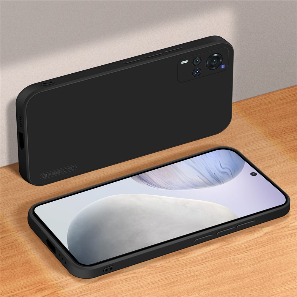 PINWUYO Well-protected Soft TPU Silicone Hybrid Mobile Phone Back Case for vivo X60 5G - Black-3