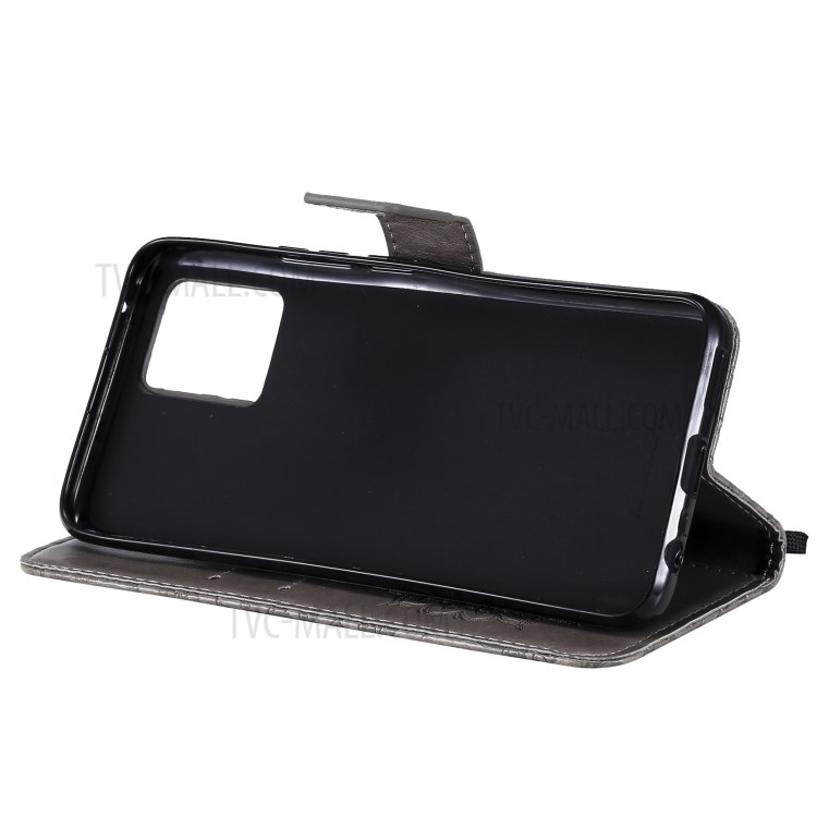 Sun Imprint PU Leather Anti-drop Wallet Stand Phone Cover for Realme 8/8 Pro - Grey-6
