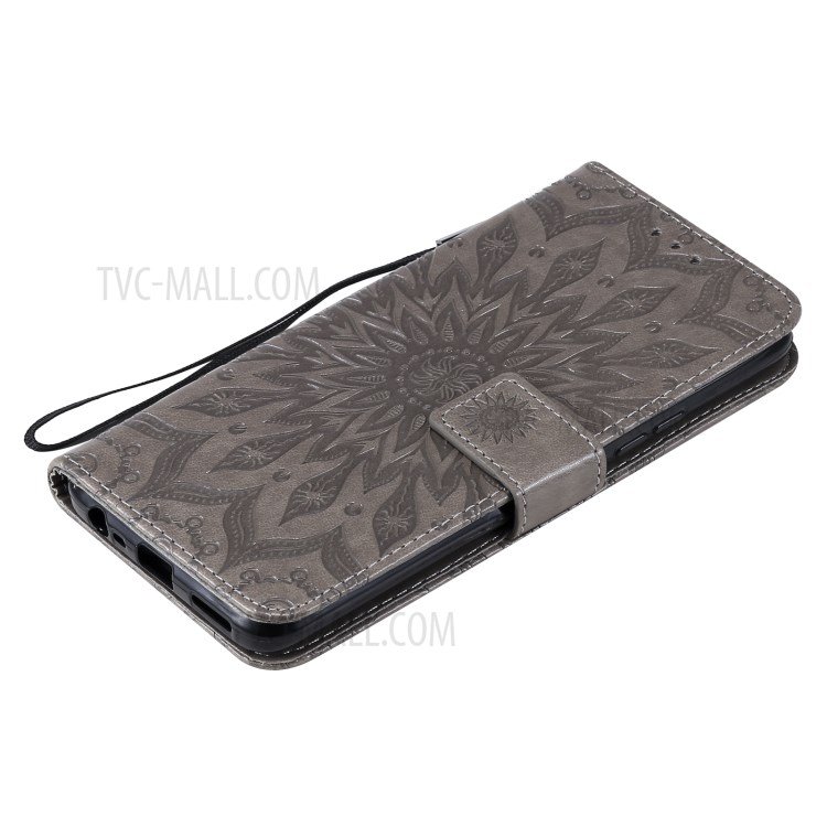 Sun Imprint PU Leather Anti-drop Wallet Stand Phone Cover for Realme 8/8 Pro - Grey-7