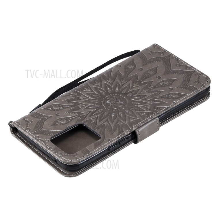 Sun Imprint PU Leather Anti-drop Wallet Stand Phone Cover for Realme 8/8 Pro - Grey-8