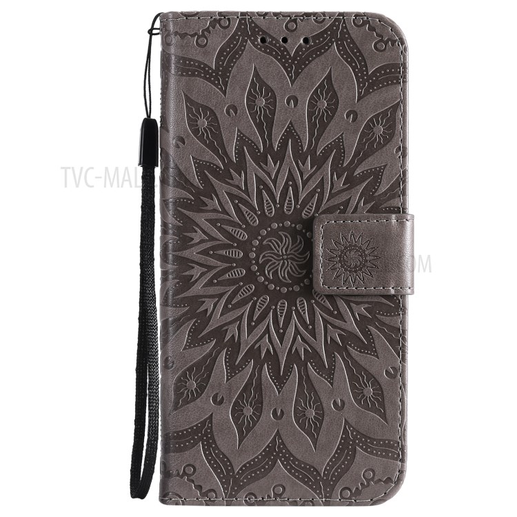 Sun Imprint PU Leather Drop-resistant Wallet Stand Cell Phone Cover for Realme V13 5G/8 5G - Grey-2
