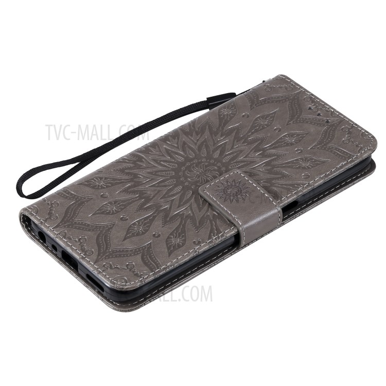 Sun Imprint PU Leather Drop-resistant Wallet Stand Cell Phone Cover for Realme V13 5G/8 5G - Grey-7