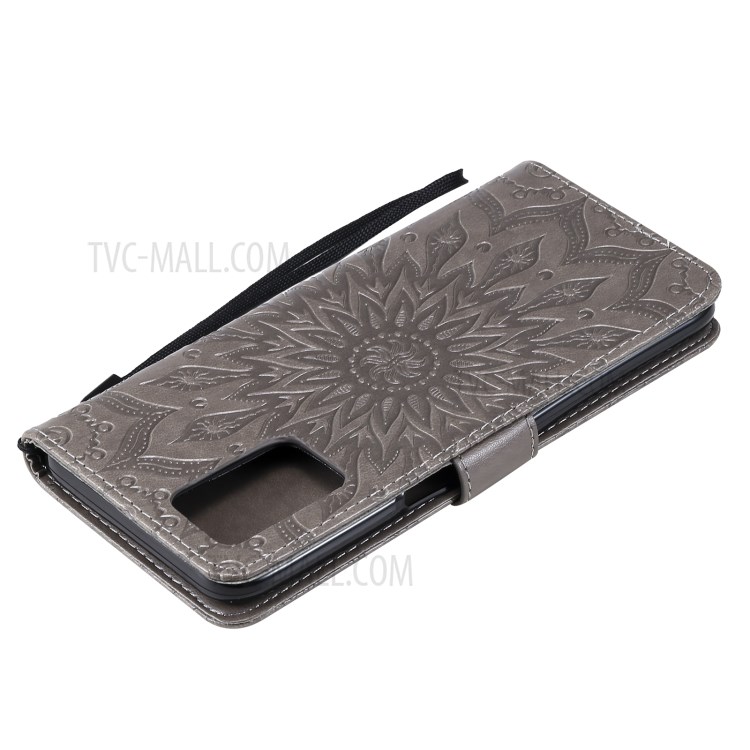 Sun Imprint PU Leather Drop-resistant Wallet Stand Cell Phone Cover for Realme V13 5G/8 5G - Grey-8
