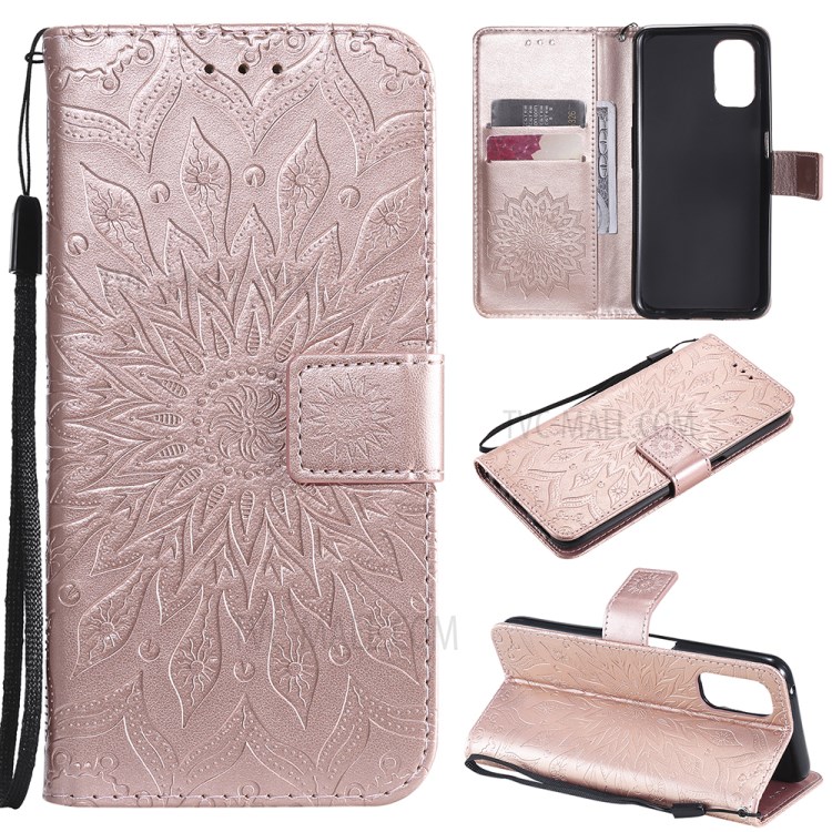 Flower Pattern PU Leather Full Protection Wallet Phone Stand Cover for Realme V5 5G - Rose Gold-11