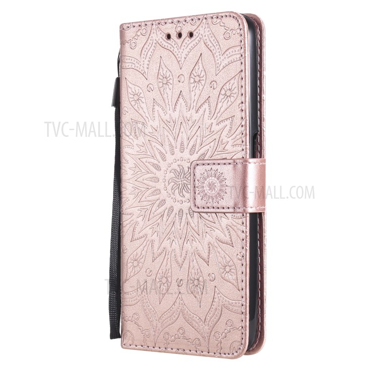 Flower Pattern PU Leather Full Protection Wallet Phone Stand Cover for Realme V5 5G - Rose Gold-2