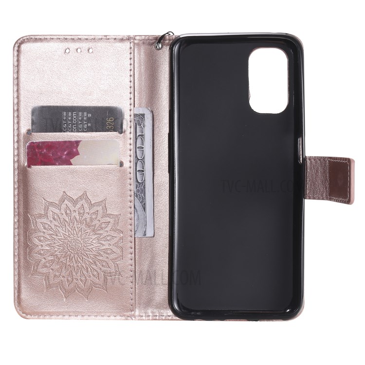 Flower Pattern PU Leather Full Protection Wallet Phone Stand Cover for Realme V5 5G - Rose Gold-4