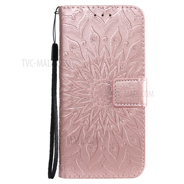 Flower Pattern PU Leather Full Protection Wallet Phone Stand Cover for Realme V5 5G - Rose Gold-6