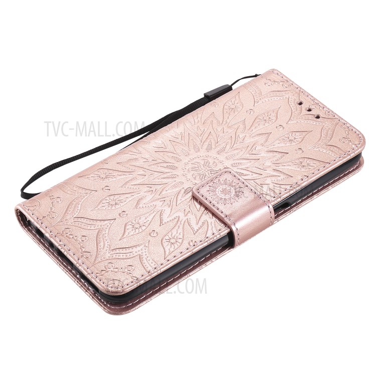 Flower Pattern PU Leather Full Protection Wallet Phone Stand Cover for Realme V5 5G - Rose Gold-8