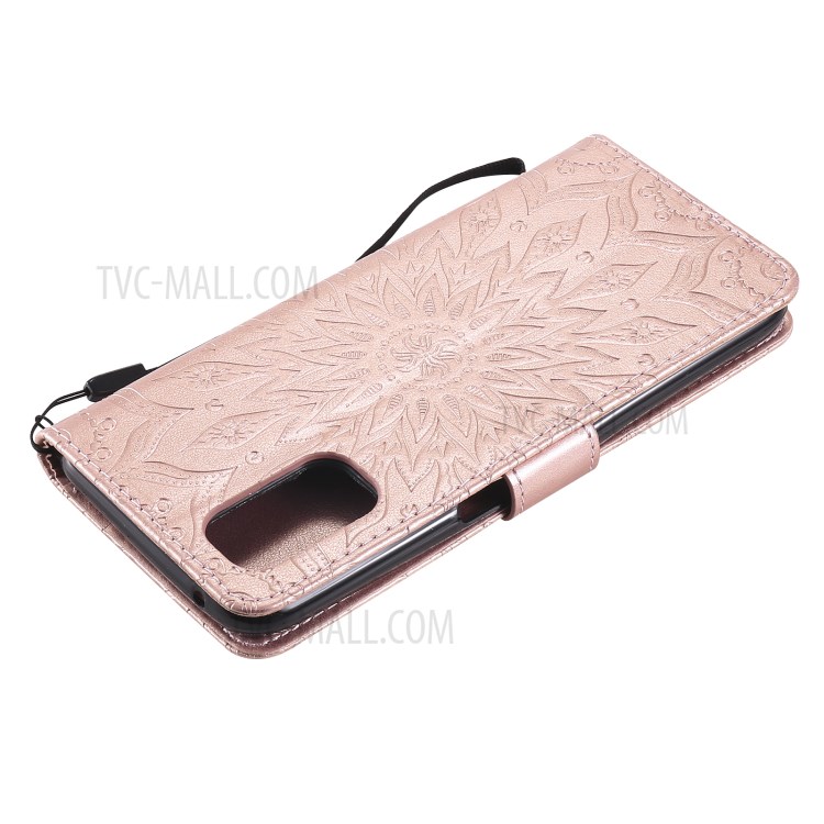Flower Pattern PU Leather Full Protection Wallet Phone Stand Cover for Realme V5 5G - Rose Gold-9