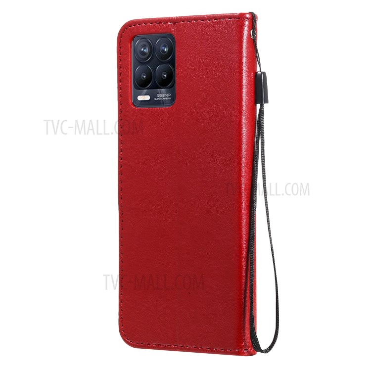 Unique Cat and Bee Pattern Imprinting Leather Case with Wallet Stand for Realme 8/8 Pro - Red-3