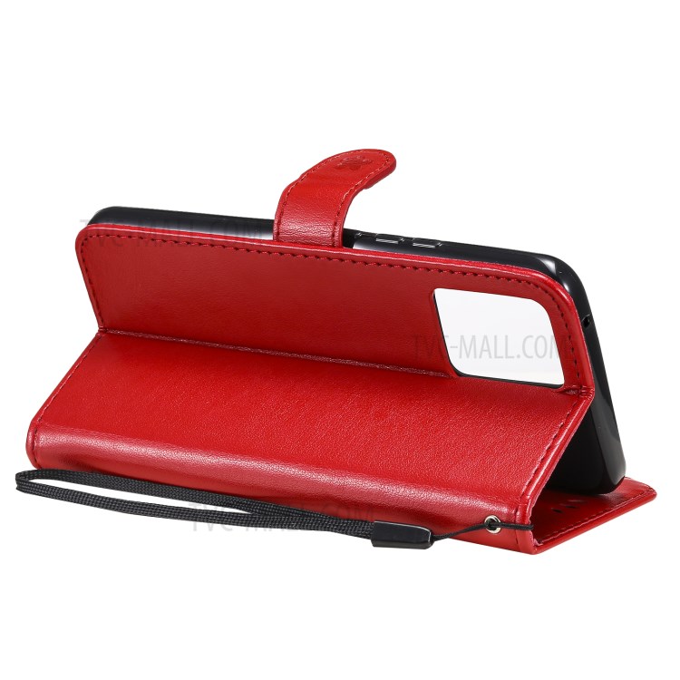 Unique Cat and Bee Pattern Imprinting Leather Case with Wallet Stand for Realme 8/8 Pro - Red-6