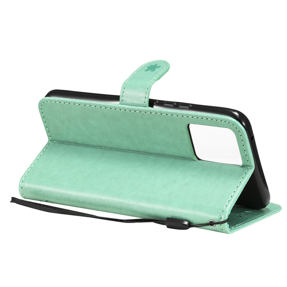 Unique Cat and Bee Pattern Imprinting Leather Case with Wallet Stand for Realme 8/8 Pro - Green-6