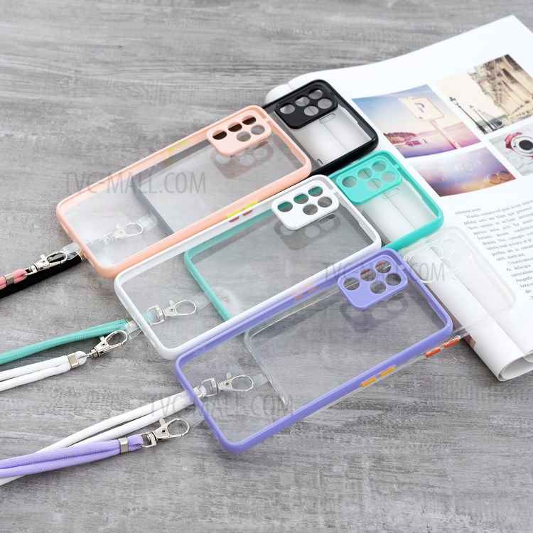 Shock-Proof TPU + Acrylic Combo Hybrid Back Phone Cover Crystal Shell with Lanyard for Oppo F19 Pro/A94 - Black-5
