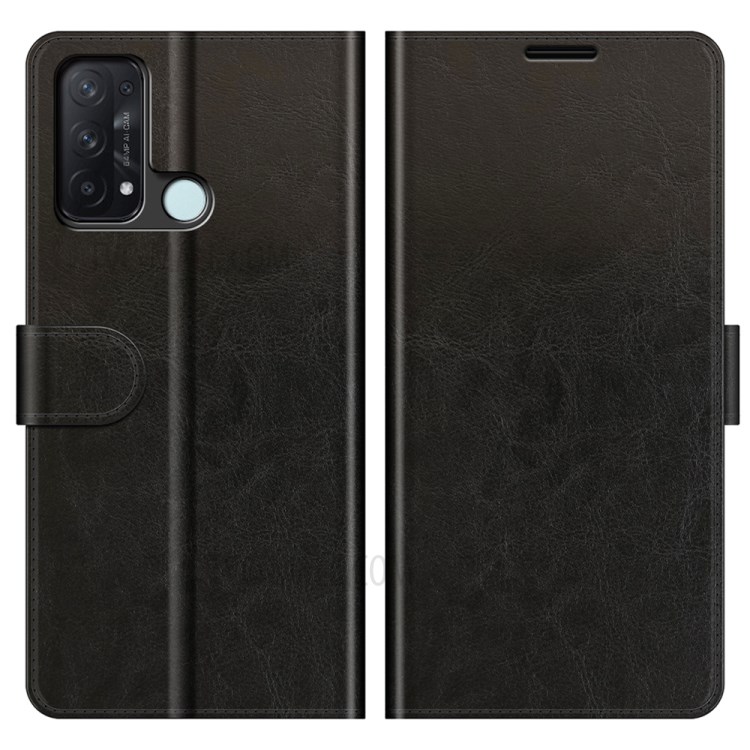 Crazy Horse Texture PU Leather Wallet Stand Case Cover for Oppo Reno5 A - Black-1