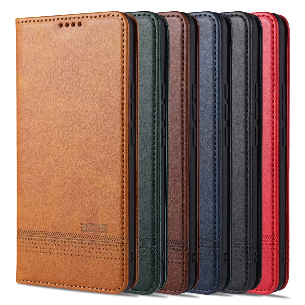 AZNS Auto-absorbed Magnetic Leather Wallet Case Phone Stand Shell for vivo V21e/Y73 (2021) - Brown-10