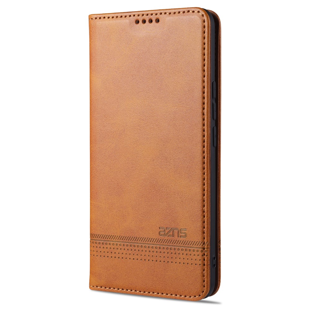 AZNS Auto-absorbed Magnetic Leather Wallet Case Phone Stand Shell for vivo V21e/Y73 (2021) - Brown-2