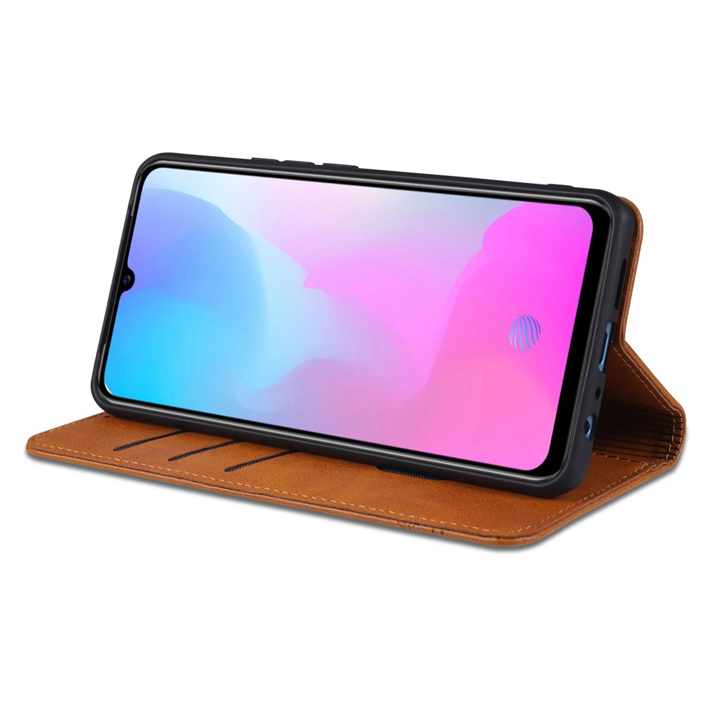 AZNS Auto-absorbed Magnetic Leather Wallet Case Phone Stand Shell for vivo V21e/Y73 (2021) - Brown-4