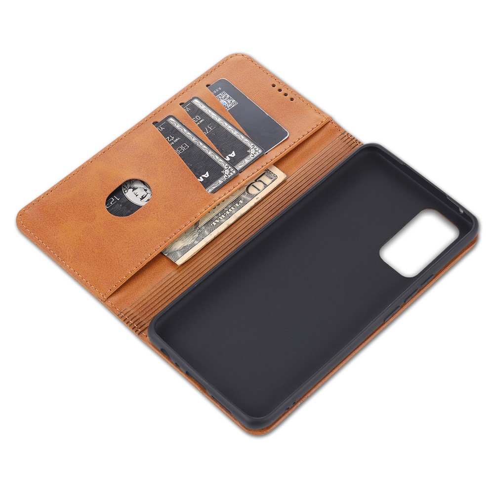 AZNS Auto-absorbed Magnetic Leather Wallet Case Phone Stand Shell for vivo V21e/Y73 (2021) - Brown-9