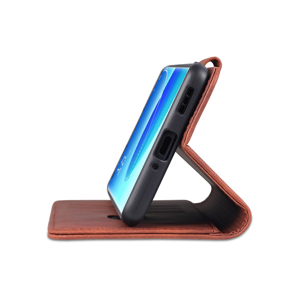 AZNS Well-Selected PU Leather Phone Wallet Case Stand Cover for Oppo Reno6 5G - Brown-10