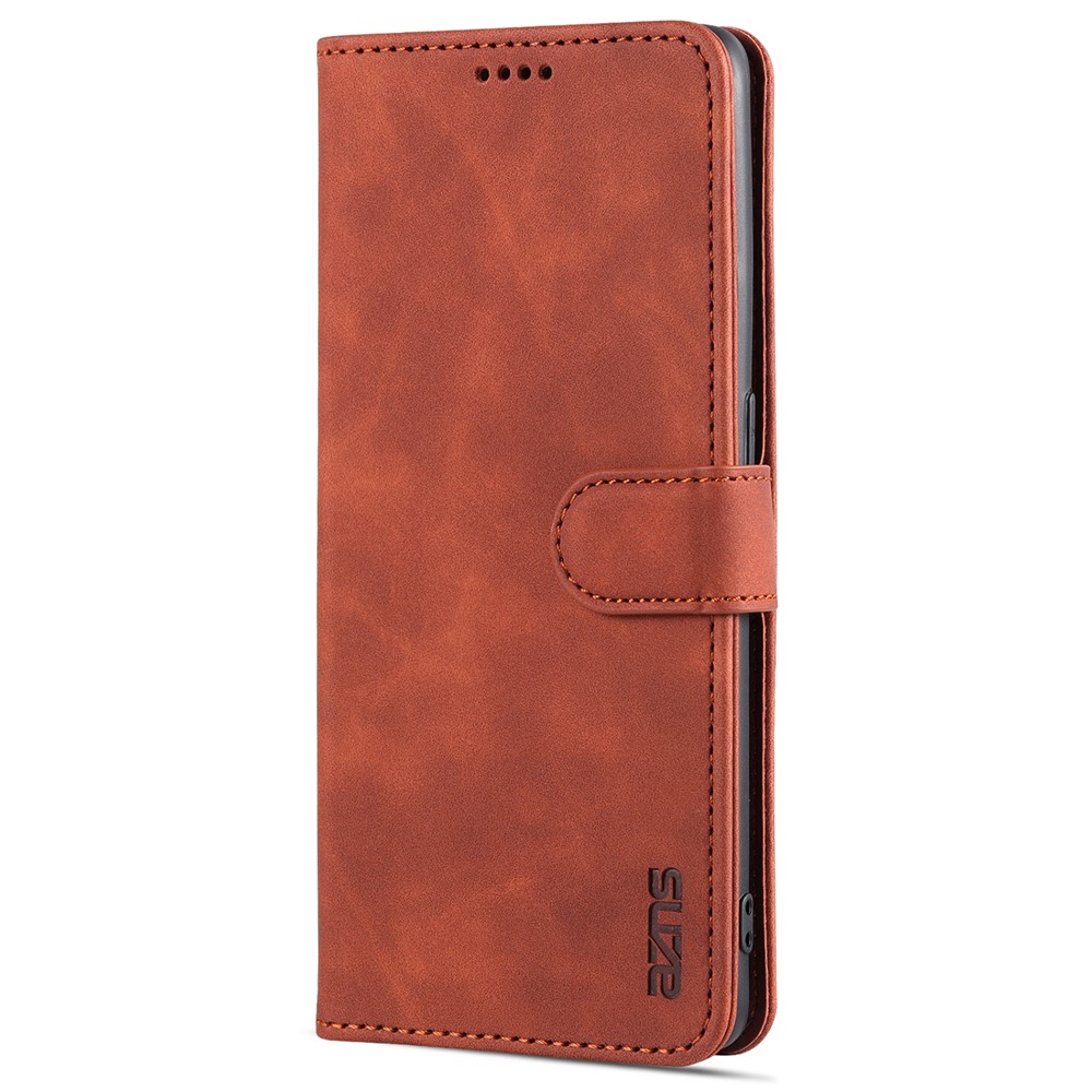 AZNS Well-Selected PU Leather Phone Wallet Case Stand Cover for Oppo Reno6 5G - Brown-2
