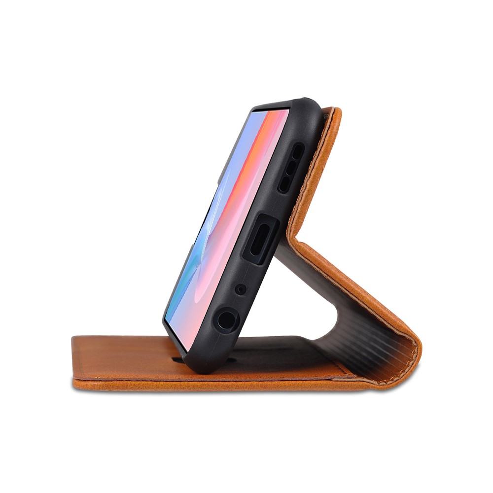 AZNS Auto-absorbed All-inclusive Protection Wallet Case Magnetic Leather Phone Stand Shell for vivo Y53s 5G - Brown-10