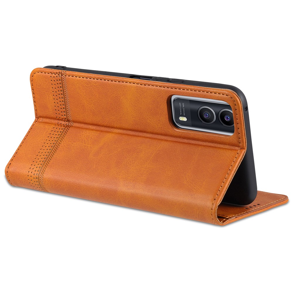 AZNS Auto-absorbed All-inclusive Protection Wallet Case Magnetic Leather Phone Stand Shell for vivo Y53s 5G - Brown-8