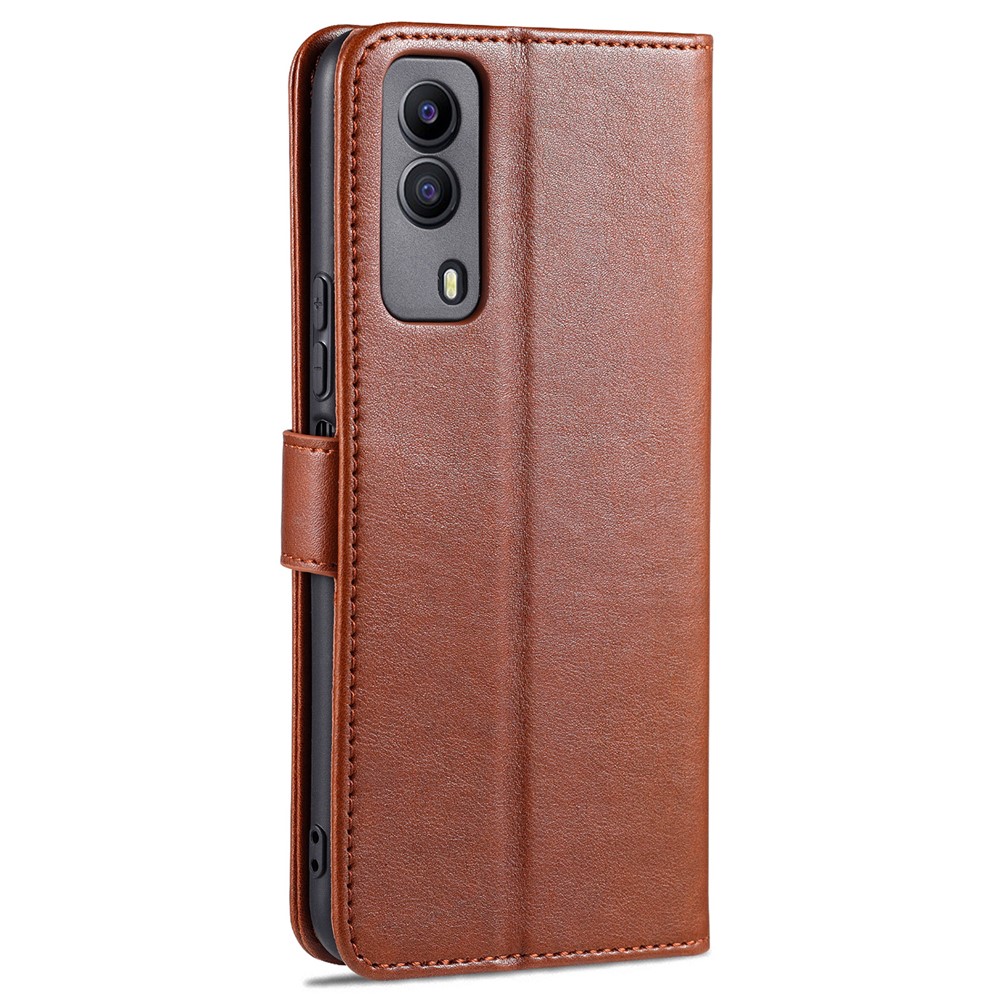 AZNS Wallet Design Full Coverage PU Leather Phone Protective Case with Stand for vivo Y53s 5G - Brown-3