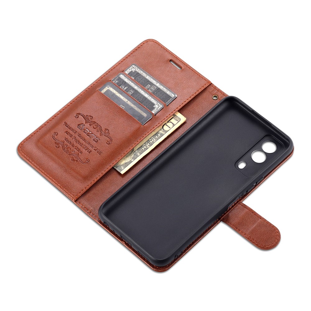 AZNS Wallet Design Full Coverage PU Leather Phone Protective Case with Stand for vivo Y53s 5G - Brown-9