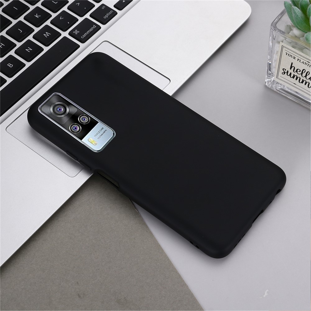 Plain Liquid Silicone Protective Cover Shell with Strap for vivo Y51 (2020, September)/Y51a/Y51s/Y31 (2021) - Black-6