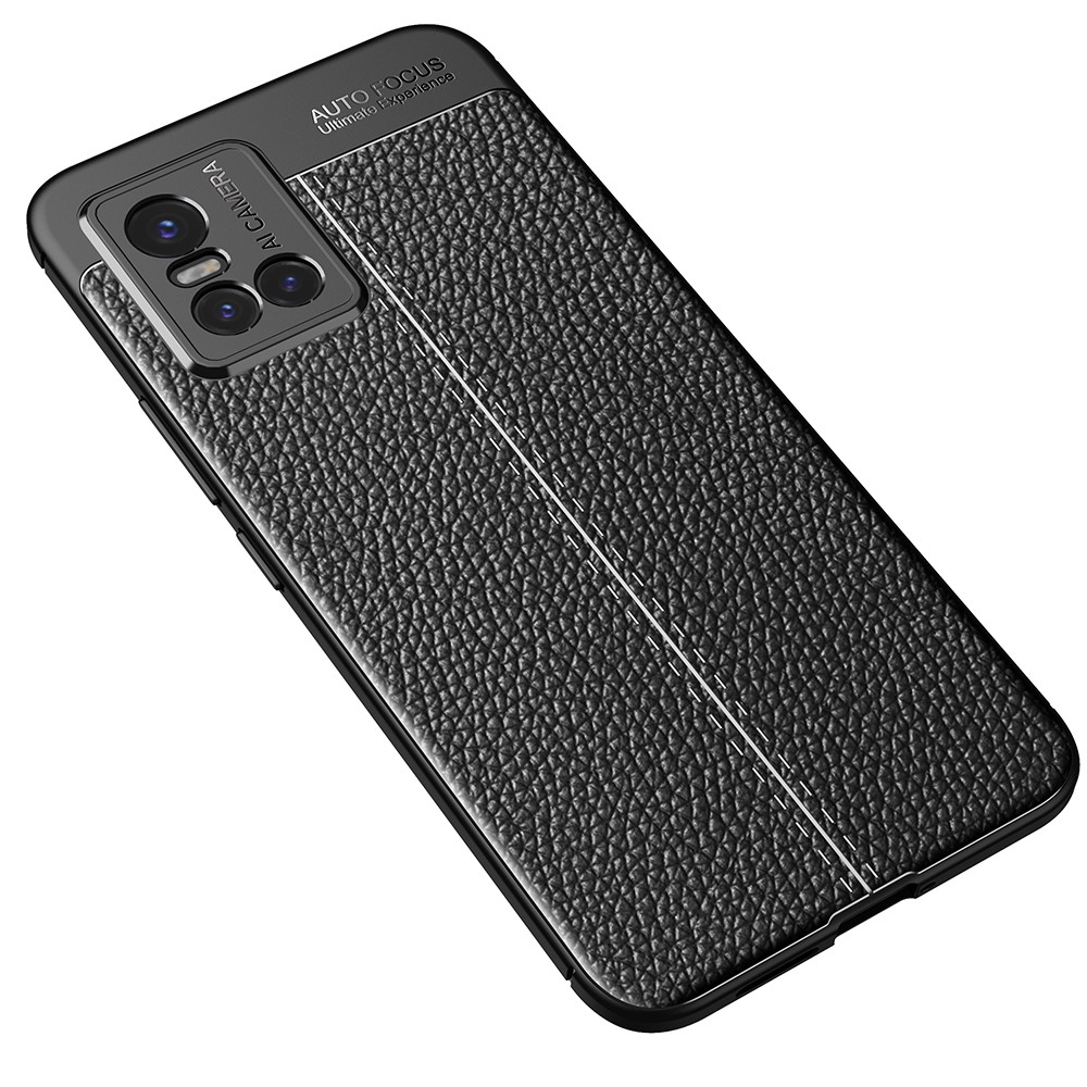 Litchi Texture Flexible TPU Protection Phone Case Cover for vivo S10 - Black-2