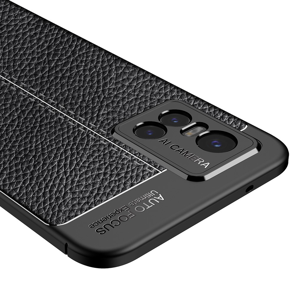 Litchi Texture Flexible TPU Protection Phone Case Cover for vivo S10 - Black-4