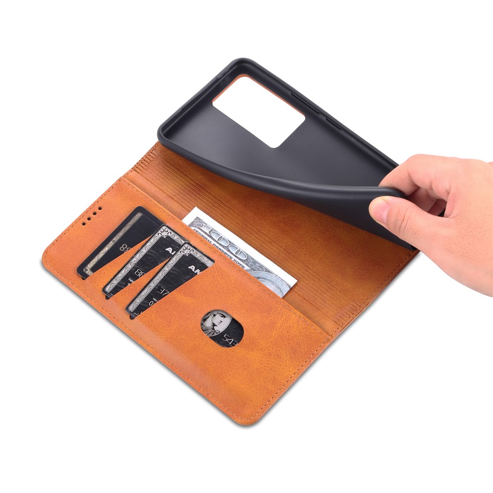 AZNS High-quality Wallet Design PU Leather Shockproof Phone Cover Case for vivo X70 - Brown-7