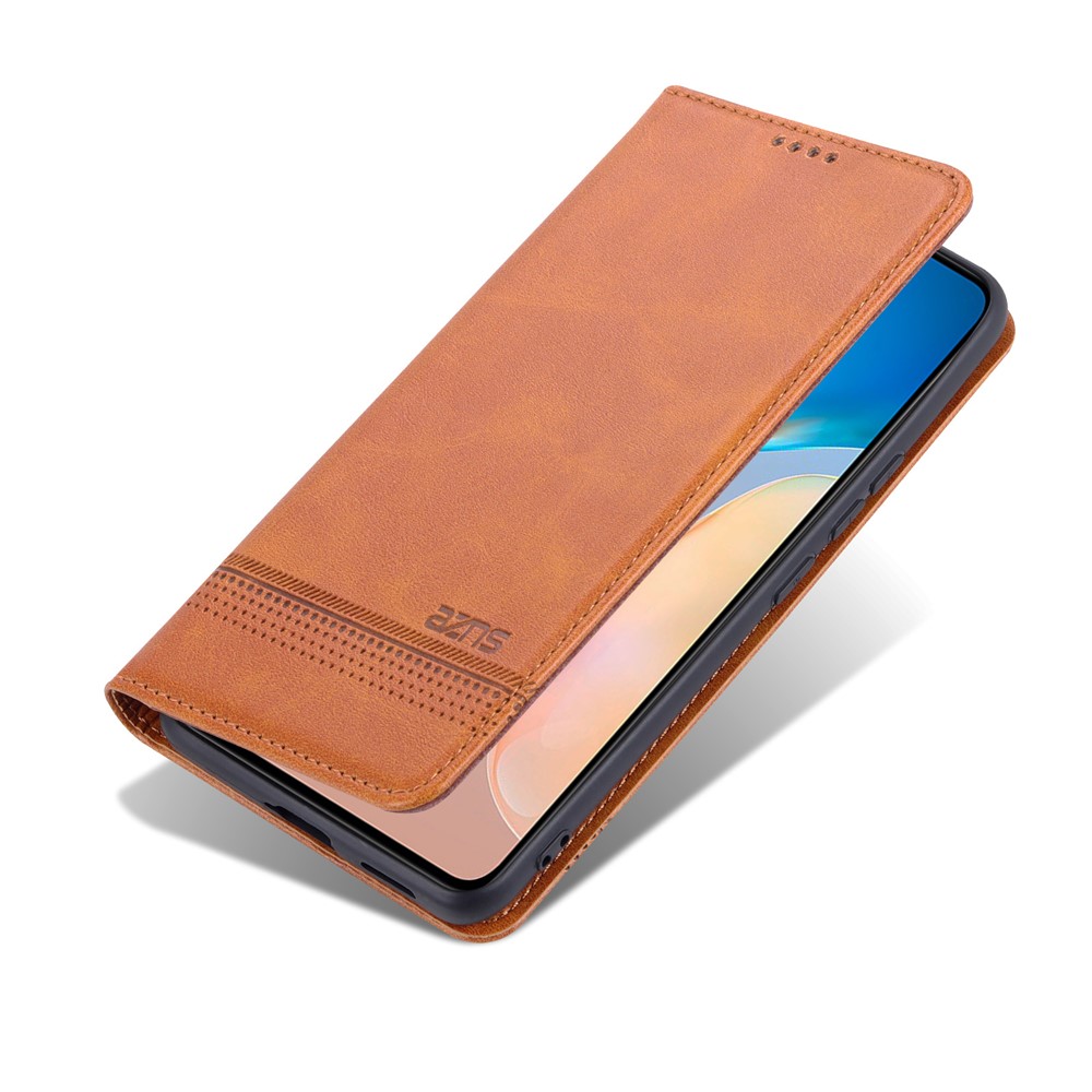 AZNS High-quality Wallet Design PU Leather Shockproof Phone Cover Case for vivo X70 - Brown-8