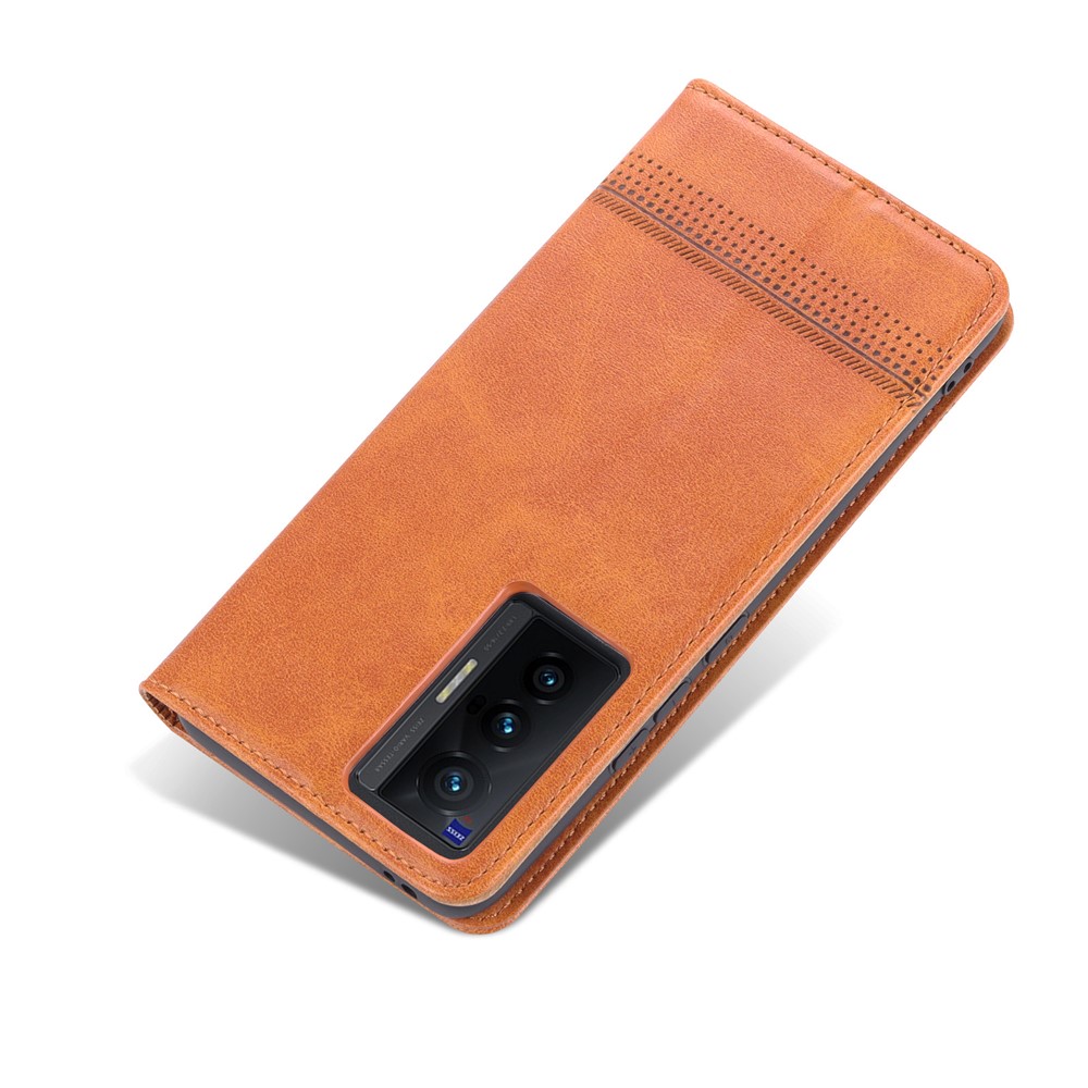 AZNS High-quality Wallet Design PU Leather Shockproof Phone Cover Case for vivo X70 - Brown-9