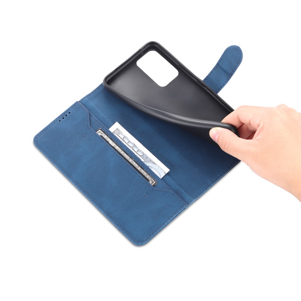 AZNS Anti-Scratch Wallet Design Phone Case Shockproof Flip Phone Cover with Stand for vivo V21e 4G / vivo Y73 - Blue-6