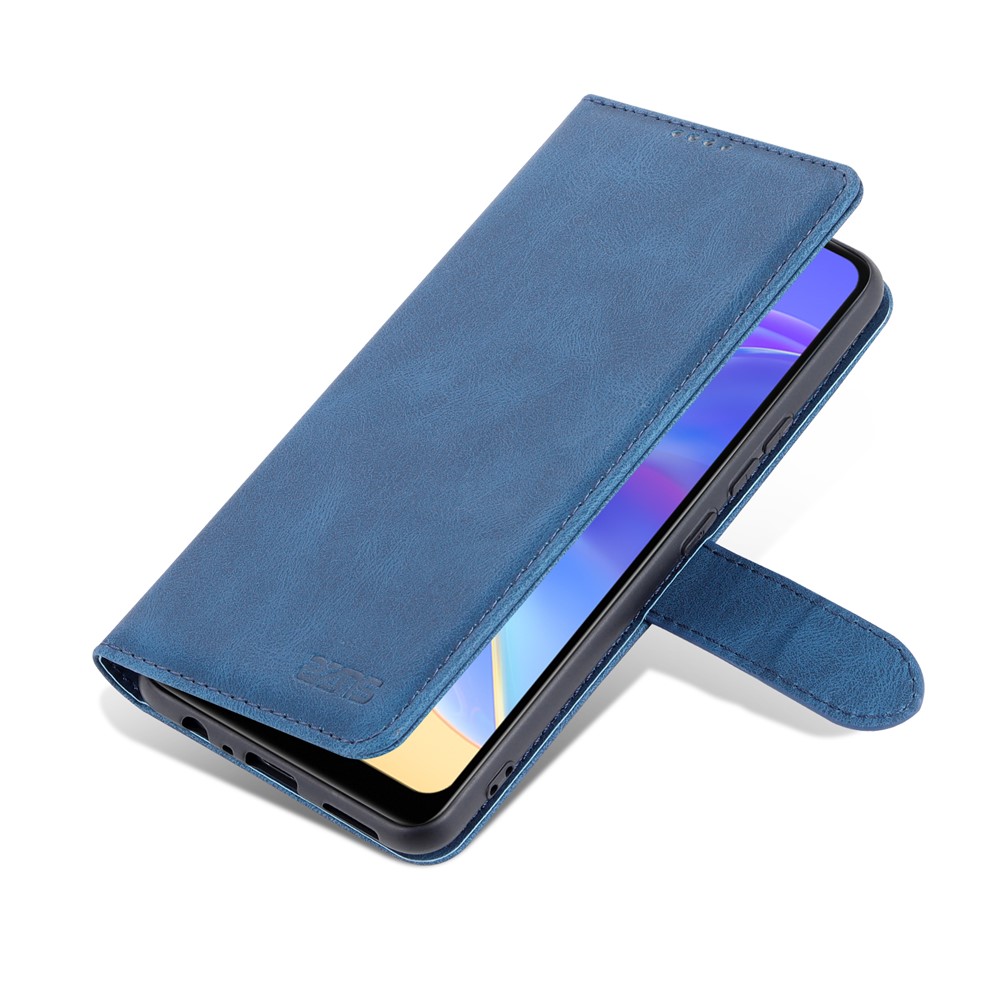 AZNS Anti-Scratch Wallet Design Phone Case Shockproof Flip Phone Cover with Stand for vivo V21e 4G / vivo Y73 - Blue-9
